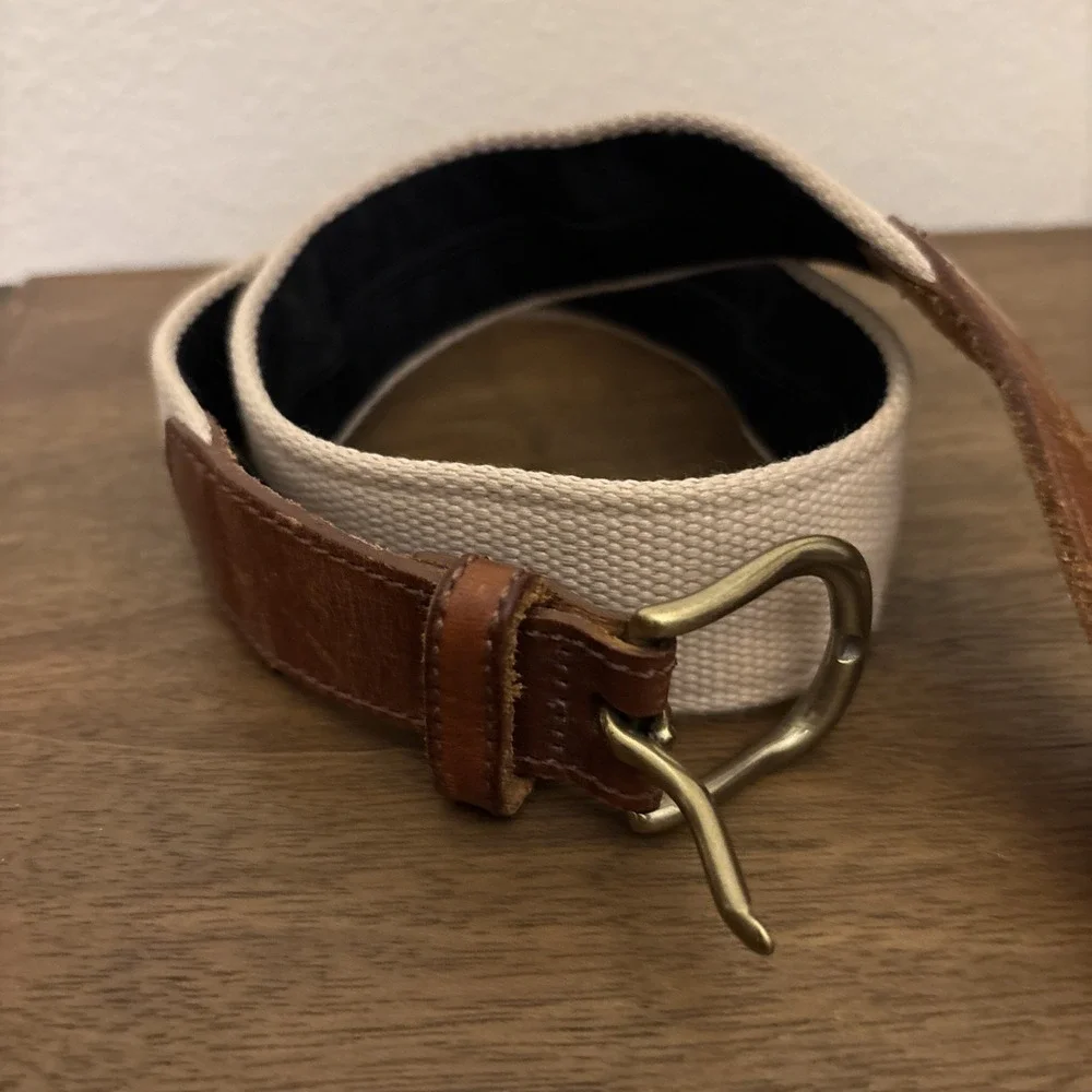 Eagle Creek Canvas Leather Belt Women's S‎ Made In USA Travel Hidden Zip Pocket